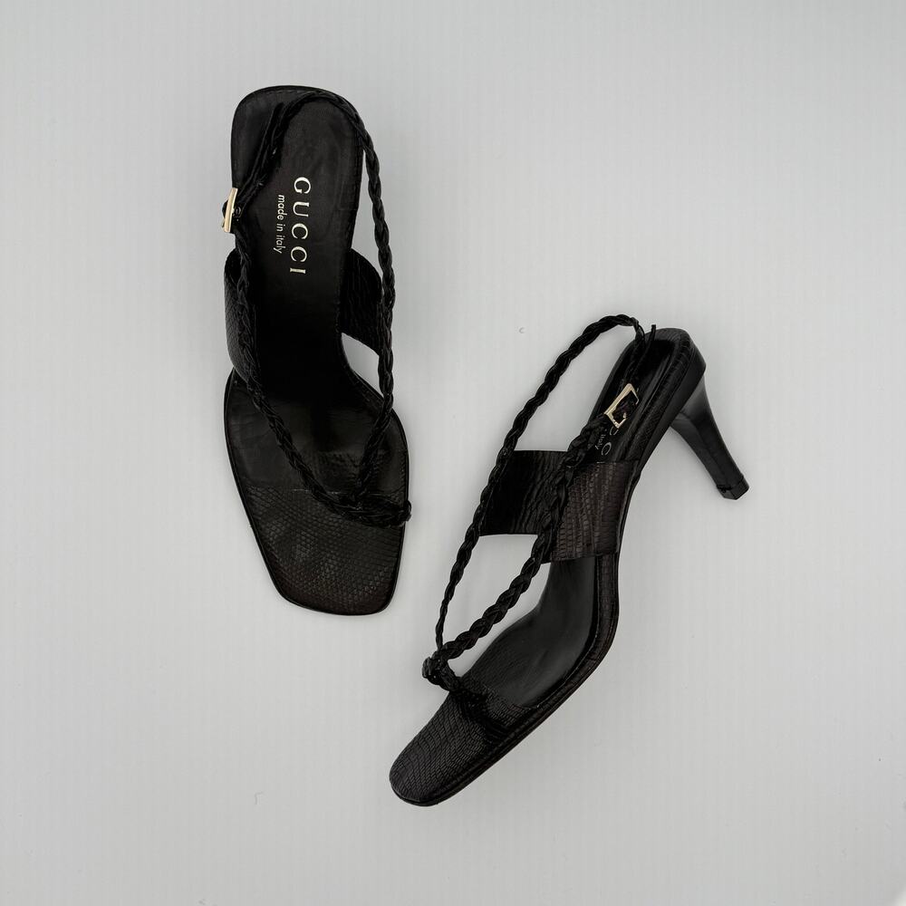 Rare Gucci Tom Ford Era Lizard Skin Braided Sandals Size 37
